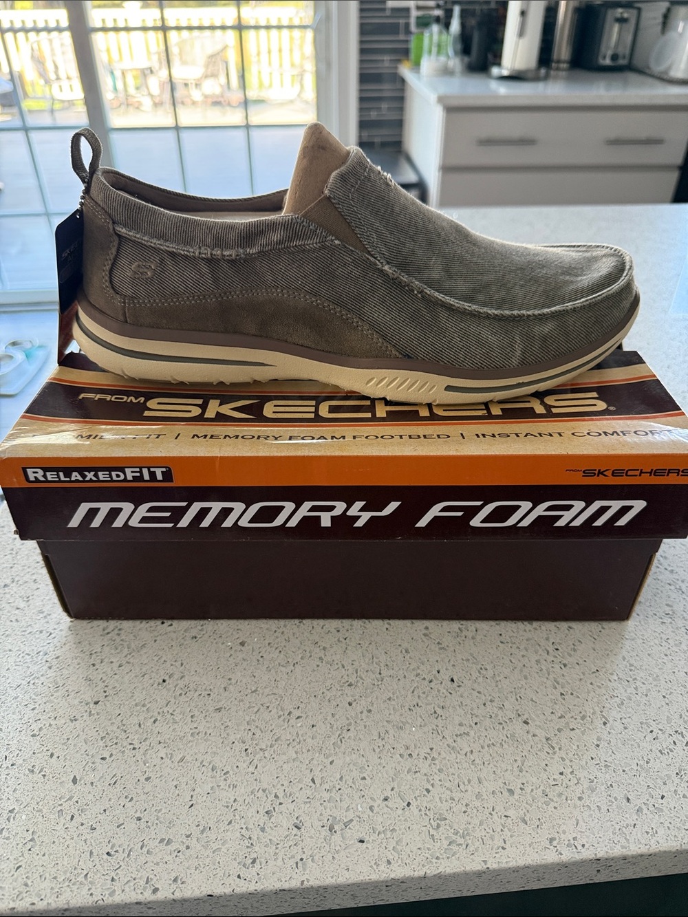 Skechers Relaxed Fit Slip-On Loafers in Taupe
